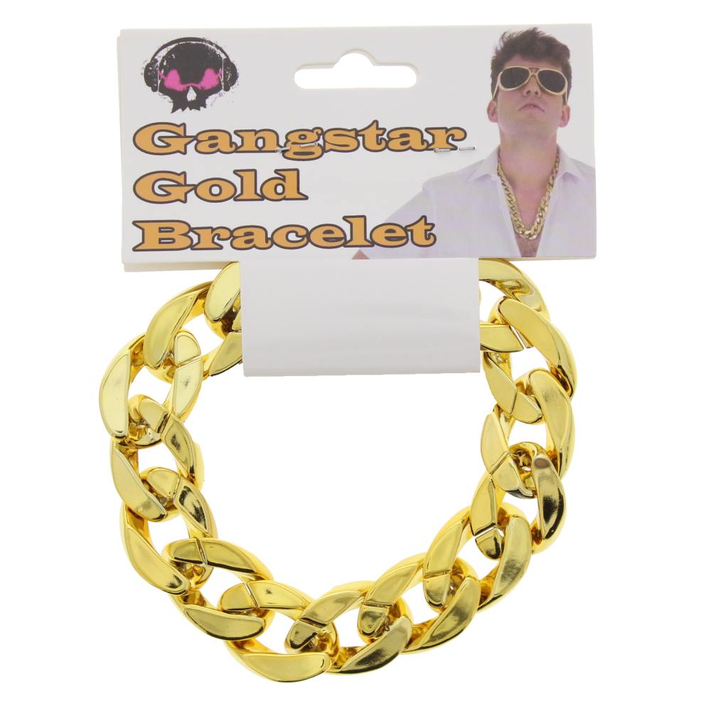 Zac's Alter Ego - Gangster Thick Gold Chain Costume Bracelet - Gold coloured